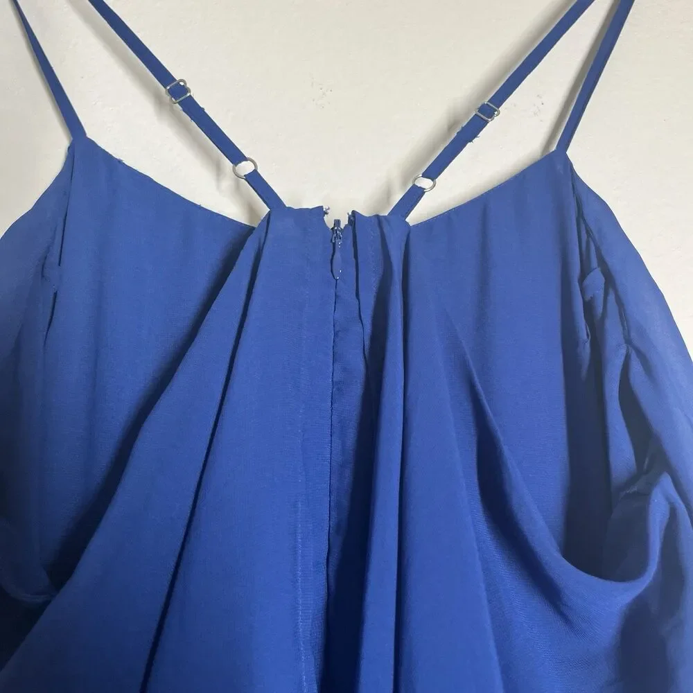 NWT Philosophy Royal Blue Silky Jumpsuit Womens Large Wide Leg Retro Formal Boho